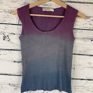 Belford Saks Fifth Avenue Ombre Knit Tank Sleeveless‎ Purple Gray [Size Small]